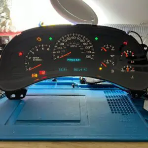 Vehicle instrument cluster on table