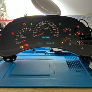 Vehicle instrument cluster on table