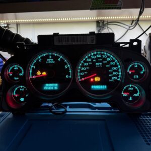Speedometer and odometer with indicator lights
