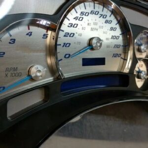 Car dashboard with speedometer and gauges